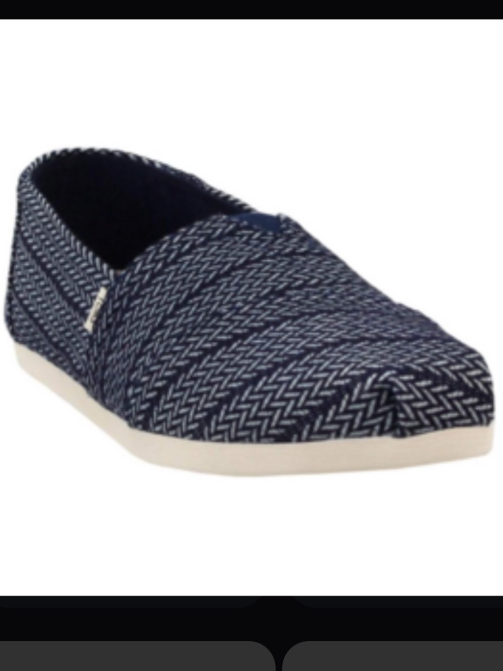 Toms Navy Herringbone Slip-On Indie Hippie Natural Granola Alpargata Flats